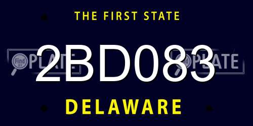 2BD083 Delaware License Plate