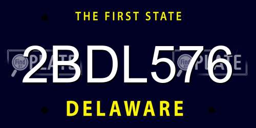 2BDL576 Delaware License Plate