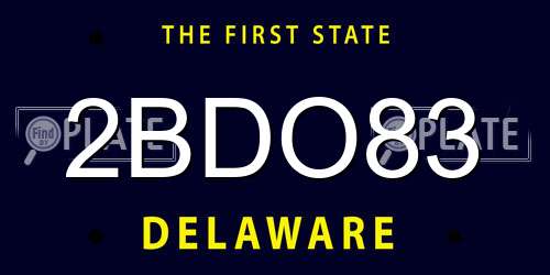 2BDO83 Delaware License Plate