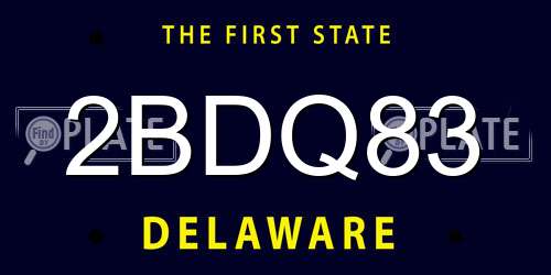 2BDQ83 Delaware License Plate
