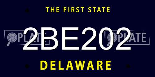 2BE202 Delaware License Plate