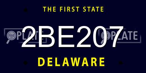 2BE207 Delaware License Plate