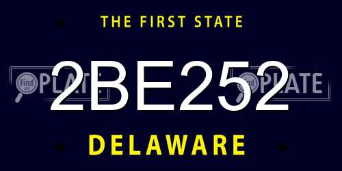 2BE252 Delaware License Plate