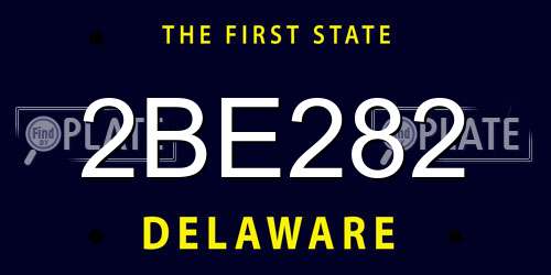 2BE282 Delaware License Plate