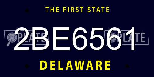 2BE6561 Delaware License Plate