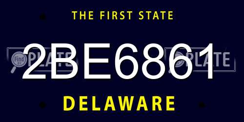 2BE6861 Delaware License Plate