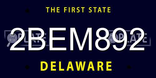 2BEM892 Delaware License Plate