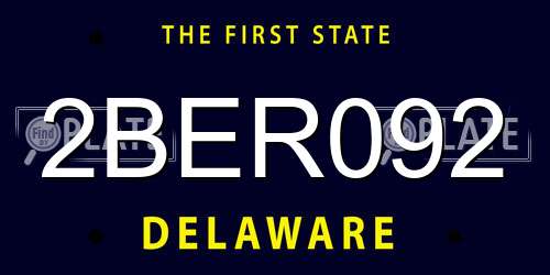 2BER092 Delaware License Plate