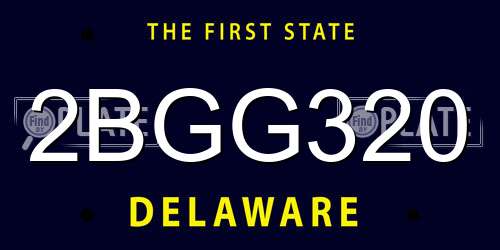 2BGG320 Delaware License Plate