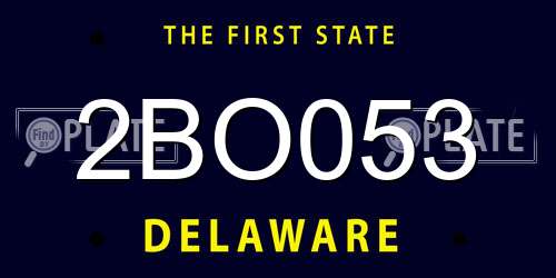 2BO053 Delaware License Plate