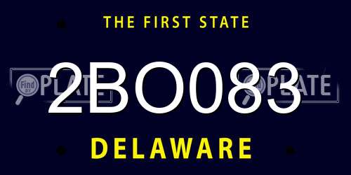 2BO083 Delaware License Plate