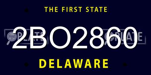 2BO2860 Delaware License Plate
