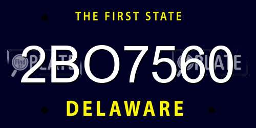 2BO7560 Delaware License Plate