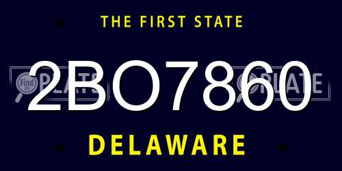 2BO7860 Delaware License Plate