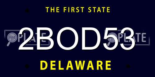 2BOD53 Delaware License Plate