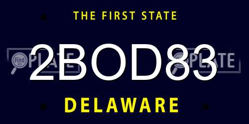 2BOD83 Delaware License Plate