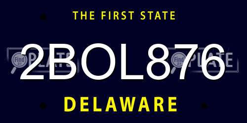 2BOL876 Delaware License Plate