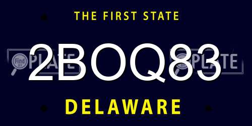 2BOQ83 Delaware License Plate