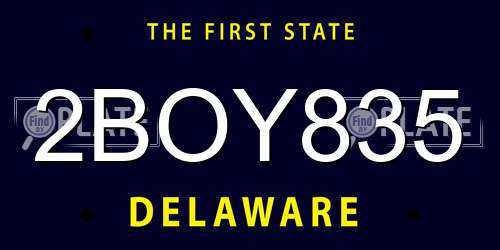 2BOY835 Delaware License Plate