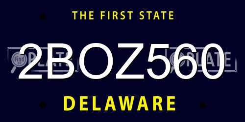 2BOZ560 Delaware License Plate