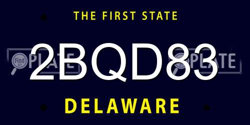 2BQD83 Delaware License Plate