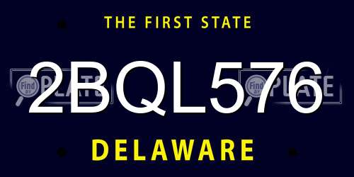 2BQL576 Delaware License Plate