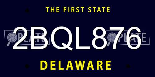 2BQL876 Delaware License Plate