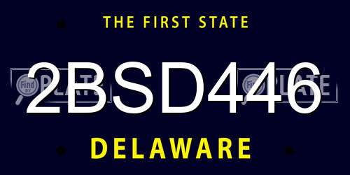 2BSD446 Delaware License Plate