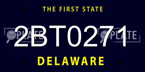 2BT0271 Delaware License Plate