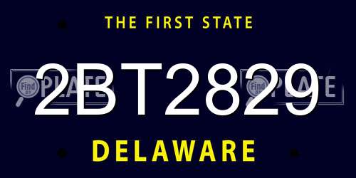 2BT2829 Delaware License Plate