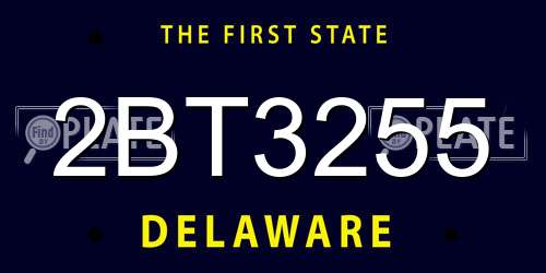 2BT3255 Delaware License Plate