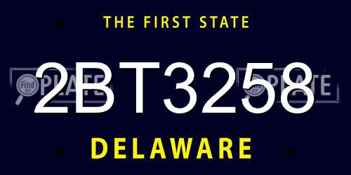 2BT3258 Delaware License Plate