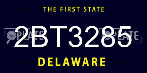2BT3285 Delaware License Plate