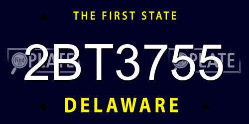 2BT3755 Delaware License Plate