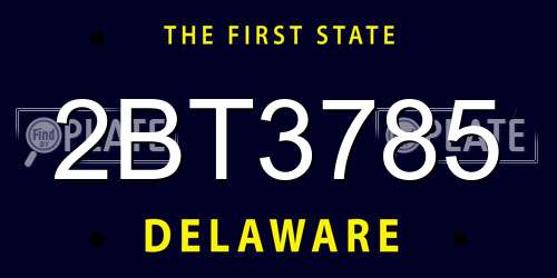 2BT3785 Delaware License Plate