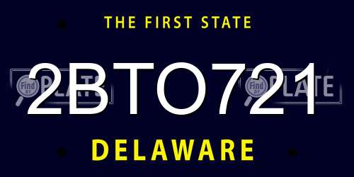 2BTO721 Delaware License Plate