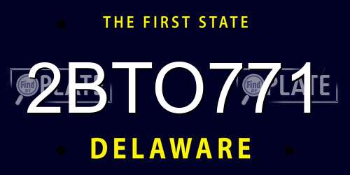 2BTO771 Delaware License Plate