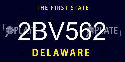 2BV562 Delaware License Plate