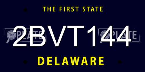 2BVT144 Delaware License Plate