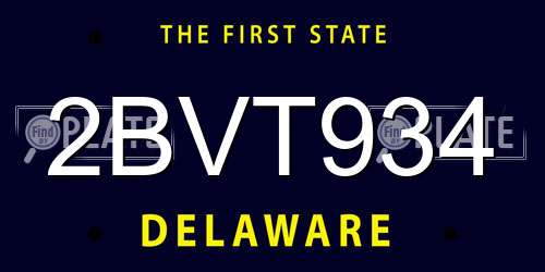 2BVT934 Delaware License Plate
