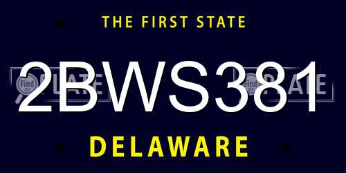 2BWS381 Delaware License Plate