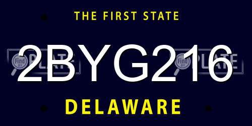 2BYG216 Delaware License Plate