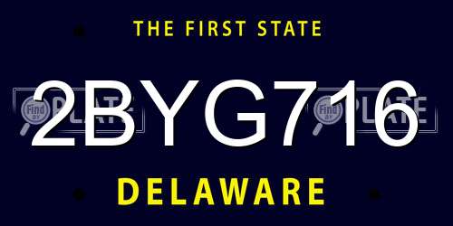 2BYG716 Delaware License Plate