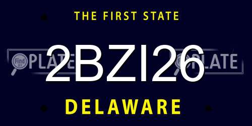 2BZI26 Delaware License Plate