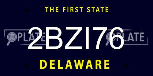 2BZI76 Delaware License Plate