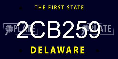 2CB259 Delaware License Plate