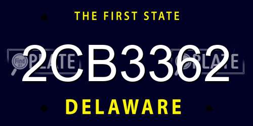2CB3362 Delaware License Plate