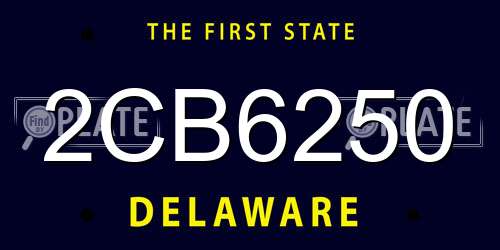 2CB6250 Delaware License Plate