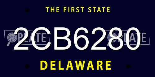 2CB6280 Delaware License Plate