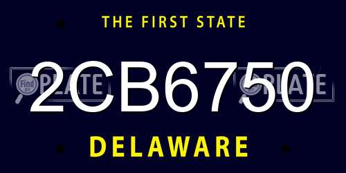 2CB6750 Delaware License Plate